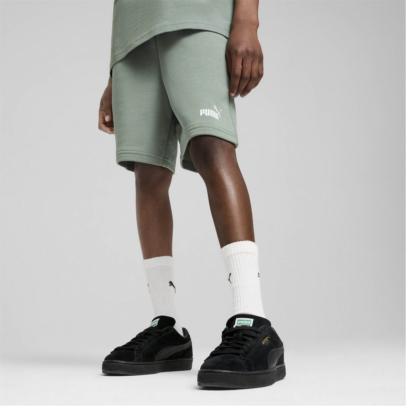Puma Moon Green 4923807 Essentials Logo Fleece Shorts Boys - 2