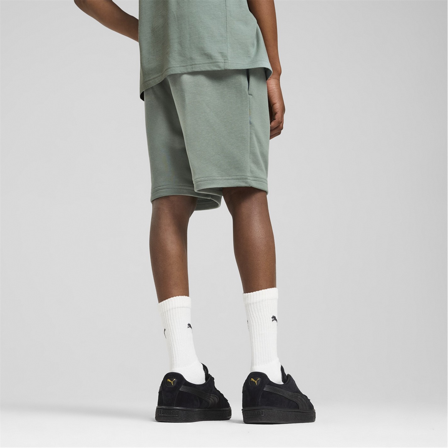 Puma Moon Green 4923807 Essentials Logo Fleece Shorts Boys - 3