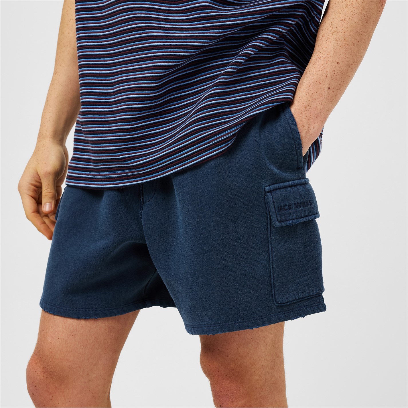 Kraťasy Jack Wills Navy 4840411 Men's Fleece Cargo Jogger Shorts - 3