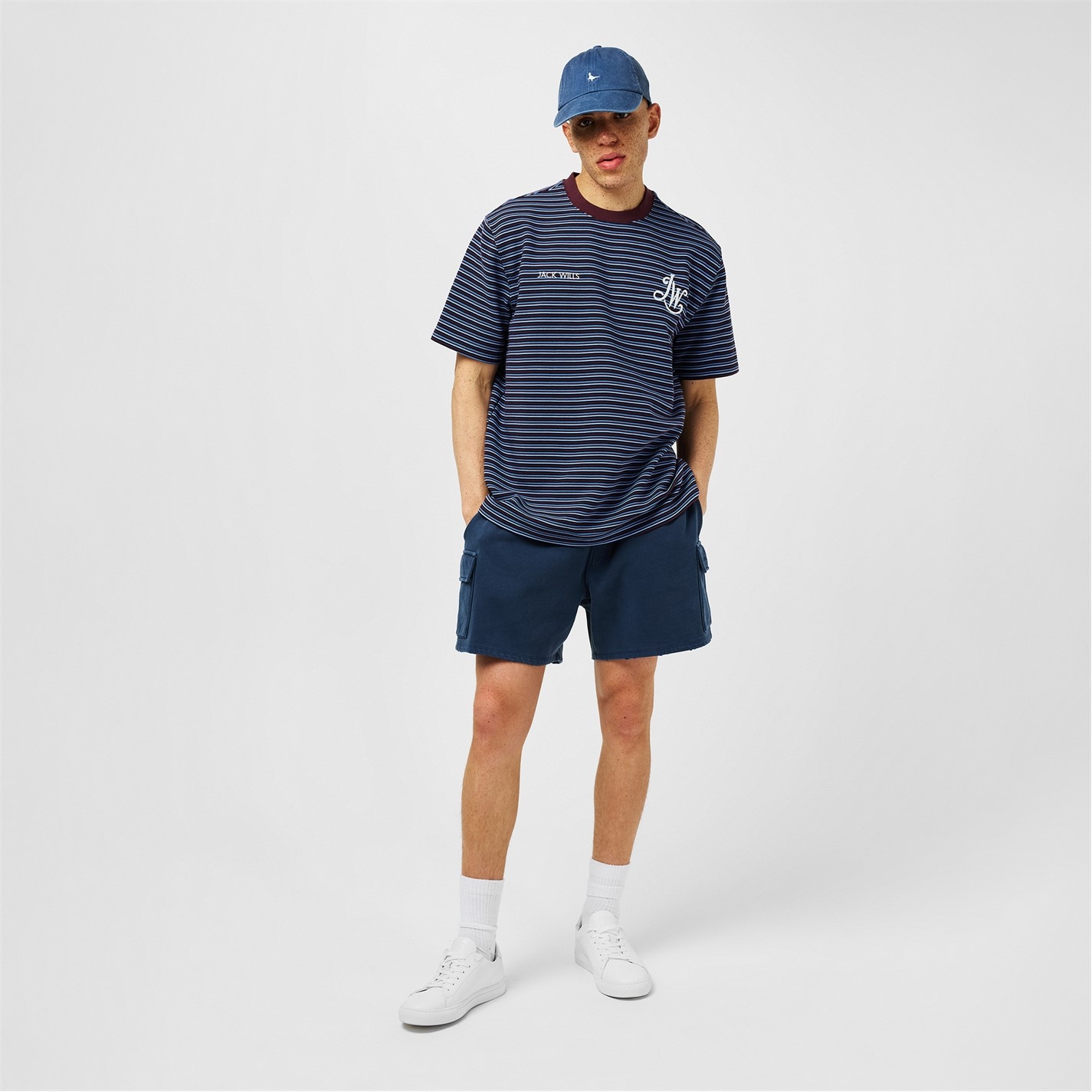 Kraťasy Jack Wills Navy 4840411 Men's Fleece Cargo Jogger Shorts - 4