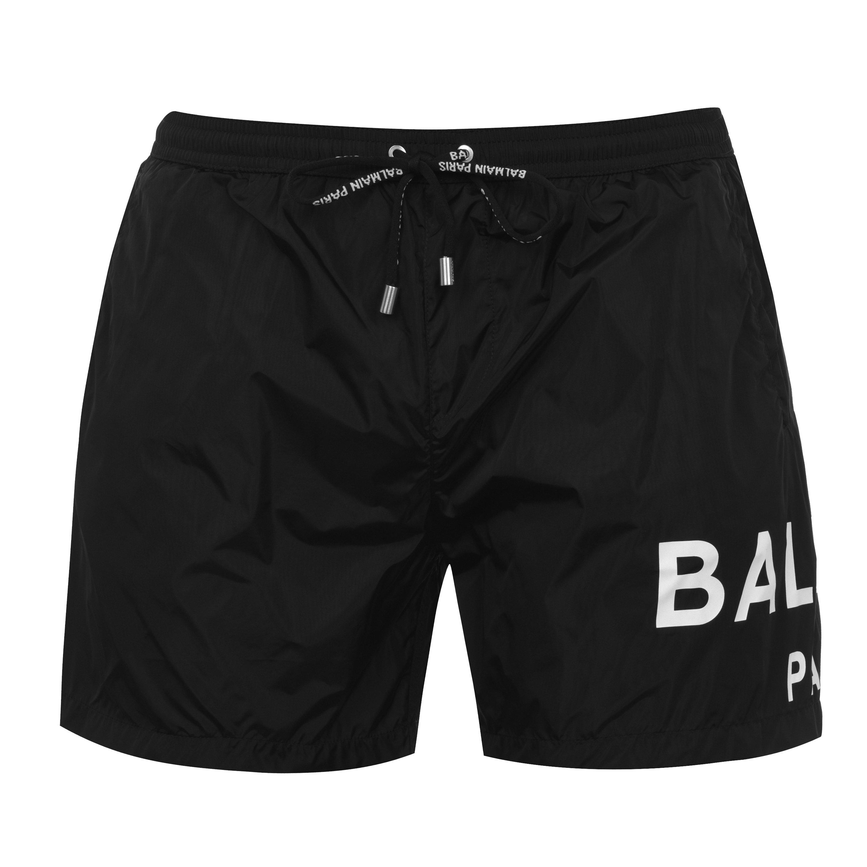 Plavky Balmain BLACK/WHITE 7305412 Men's Logo Swim Shorts - 1