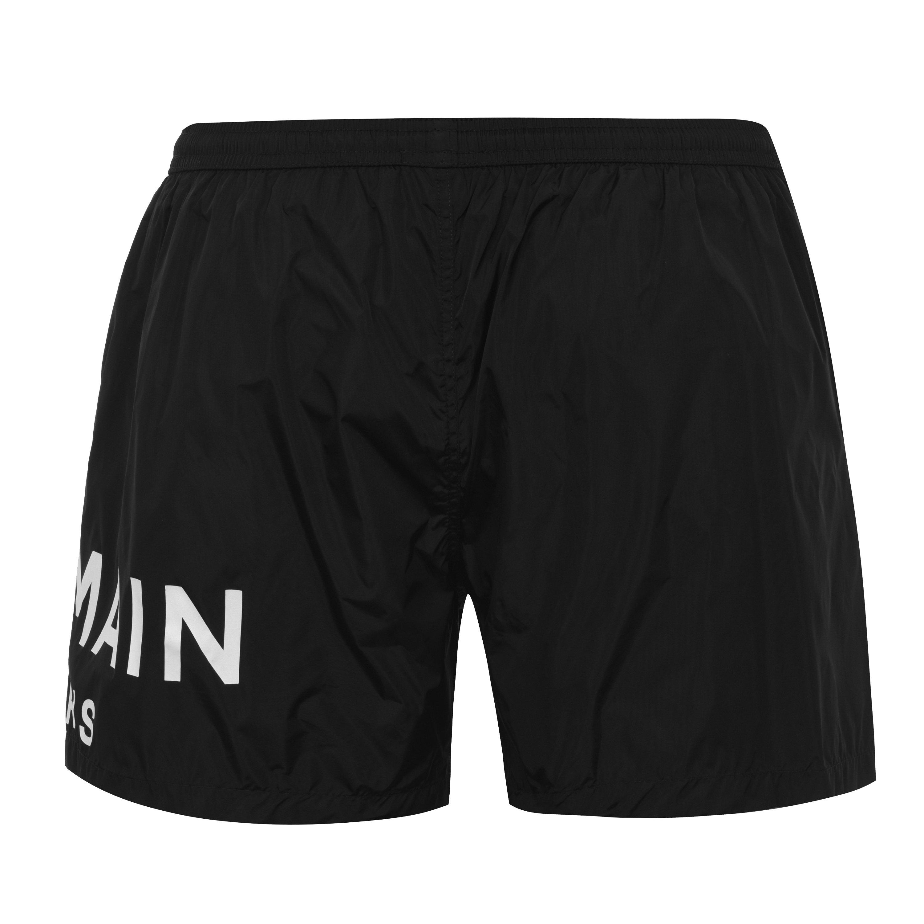 Plavky Balmain BLACK/WHITE 7305412 Men's Logo Swim Shorts - 2