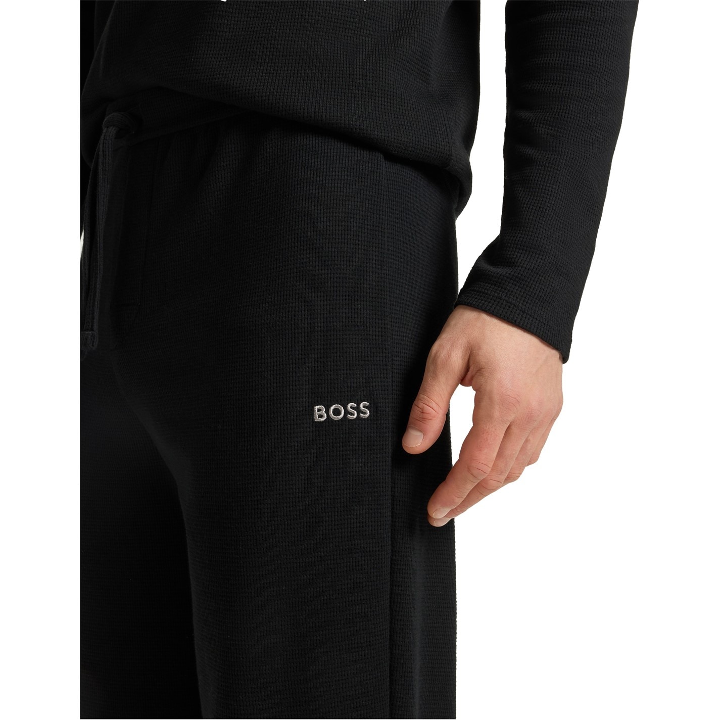 Tepláky Boss Black 001 8496840 Men's Waffle Open Hem Fleece Joggers - 4