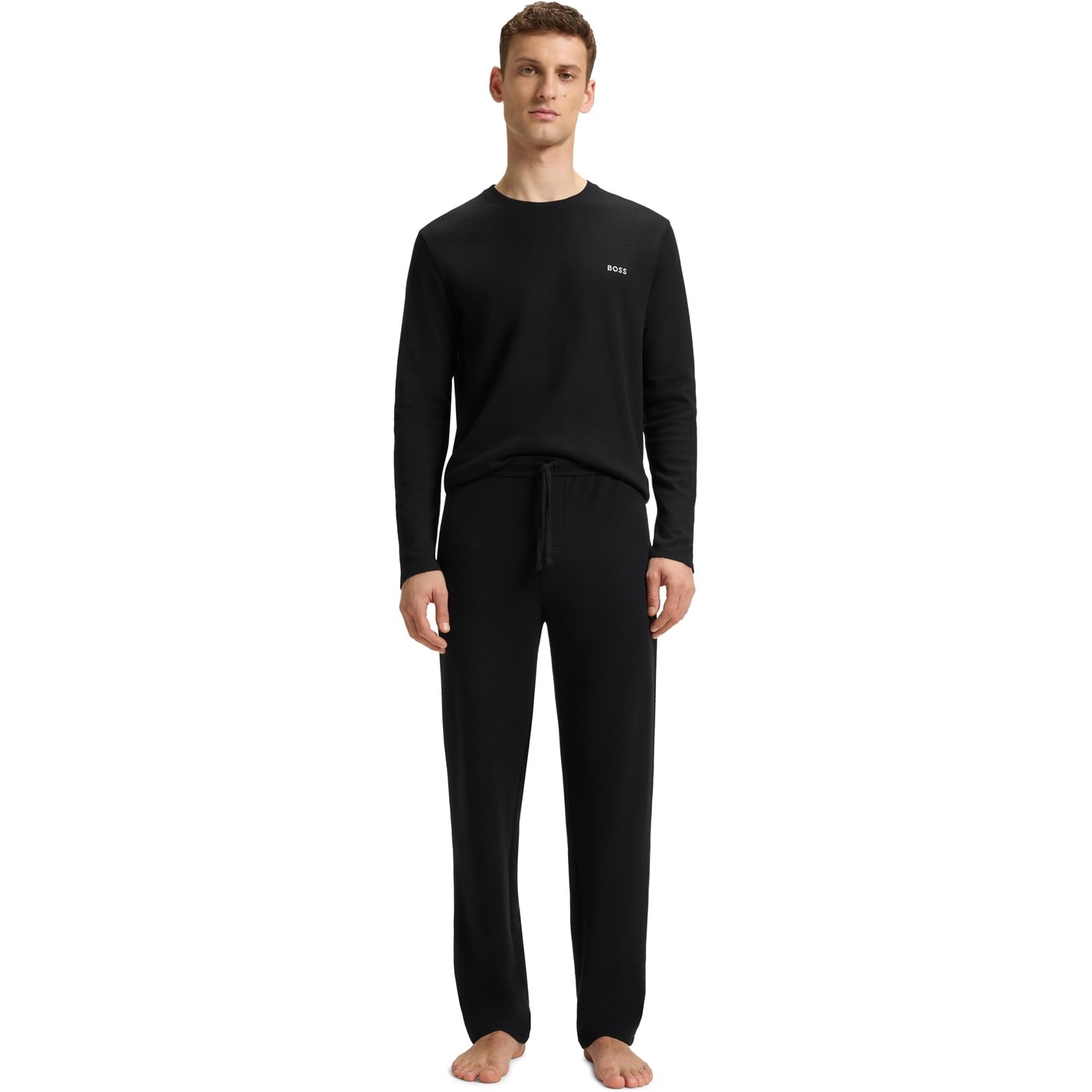 Tepláky Boss Black 001 8496840 Men's Waffle Open Hem Fleece Joggers - 6