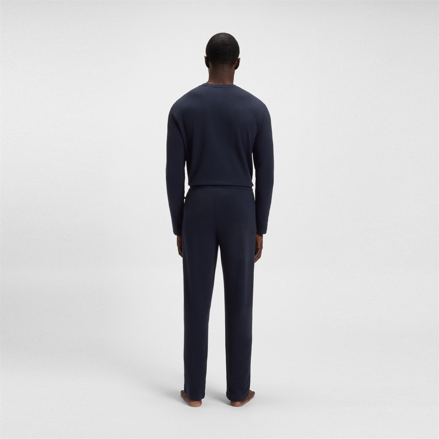 Tepláky Boss Dark Blue 403 3452512 Men's Waffle Open Hem Fleece Joggers - 3
