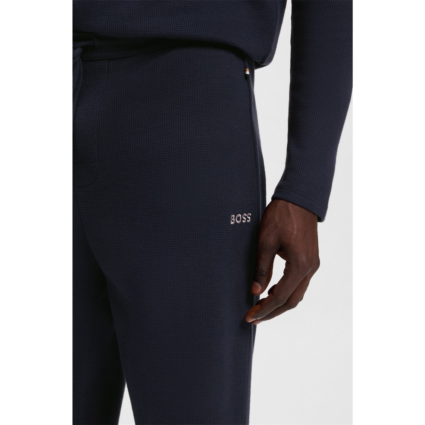 Tepláky Boss Dark Blue 403 3452512 Men's Waffle Open Hem Fleece Joggers - 4