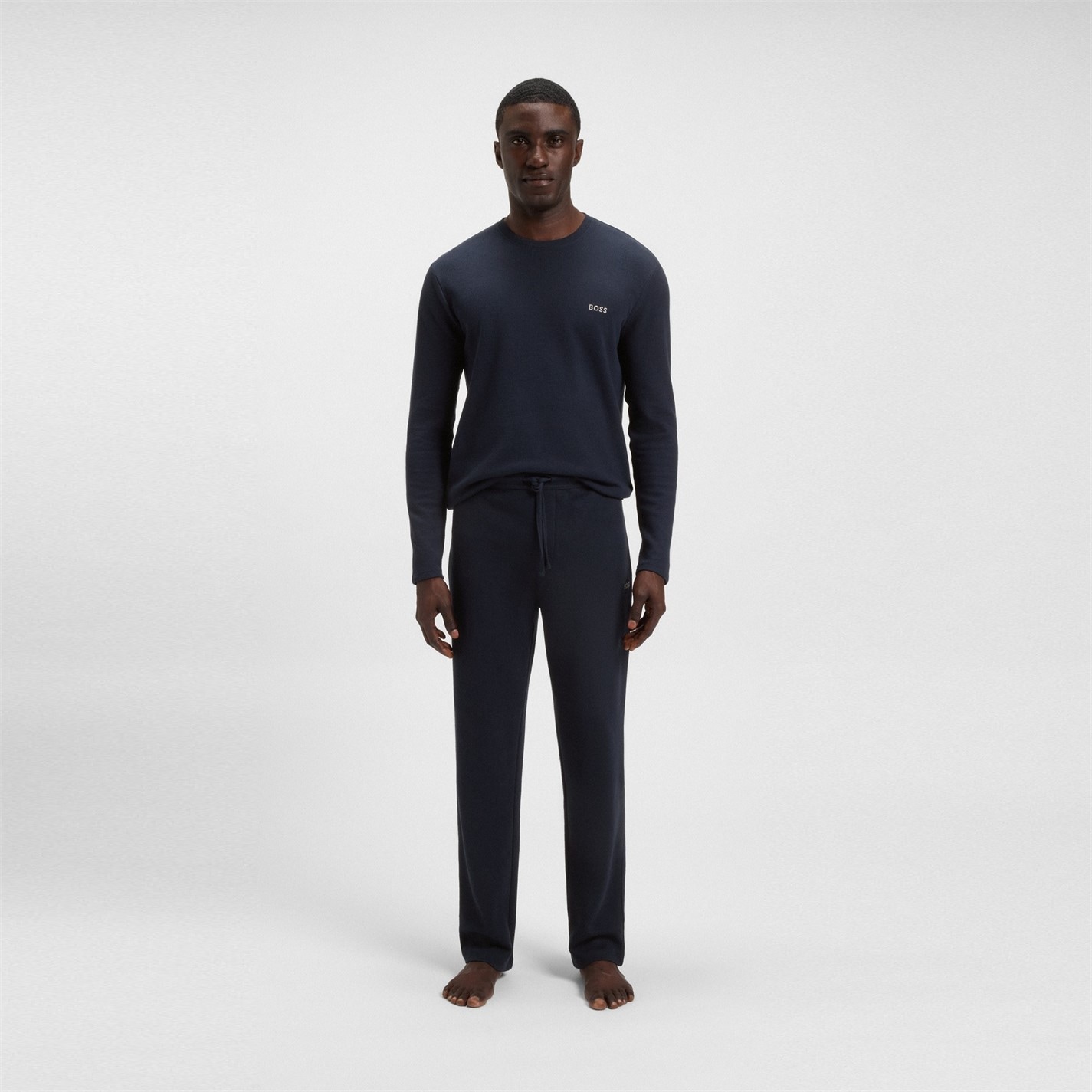 Tepláky Boss Dark Blue 403 3452512 Men's Waffle Open Hem Fleece Joggers - 6