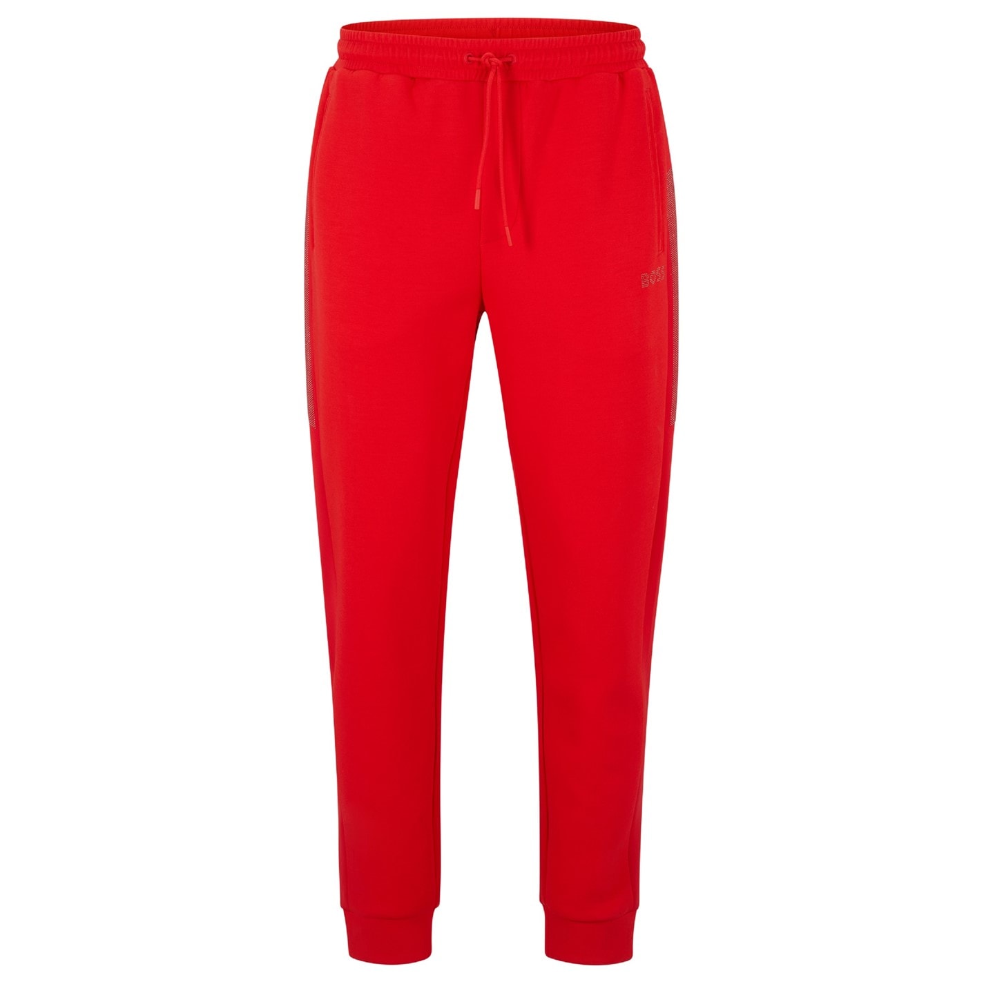 Tepláky Boss Bright Red 667110 Men's Hadiko Diamond Diamond-Textured Closed Hem Jersey Joggers - 1