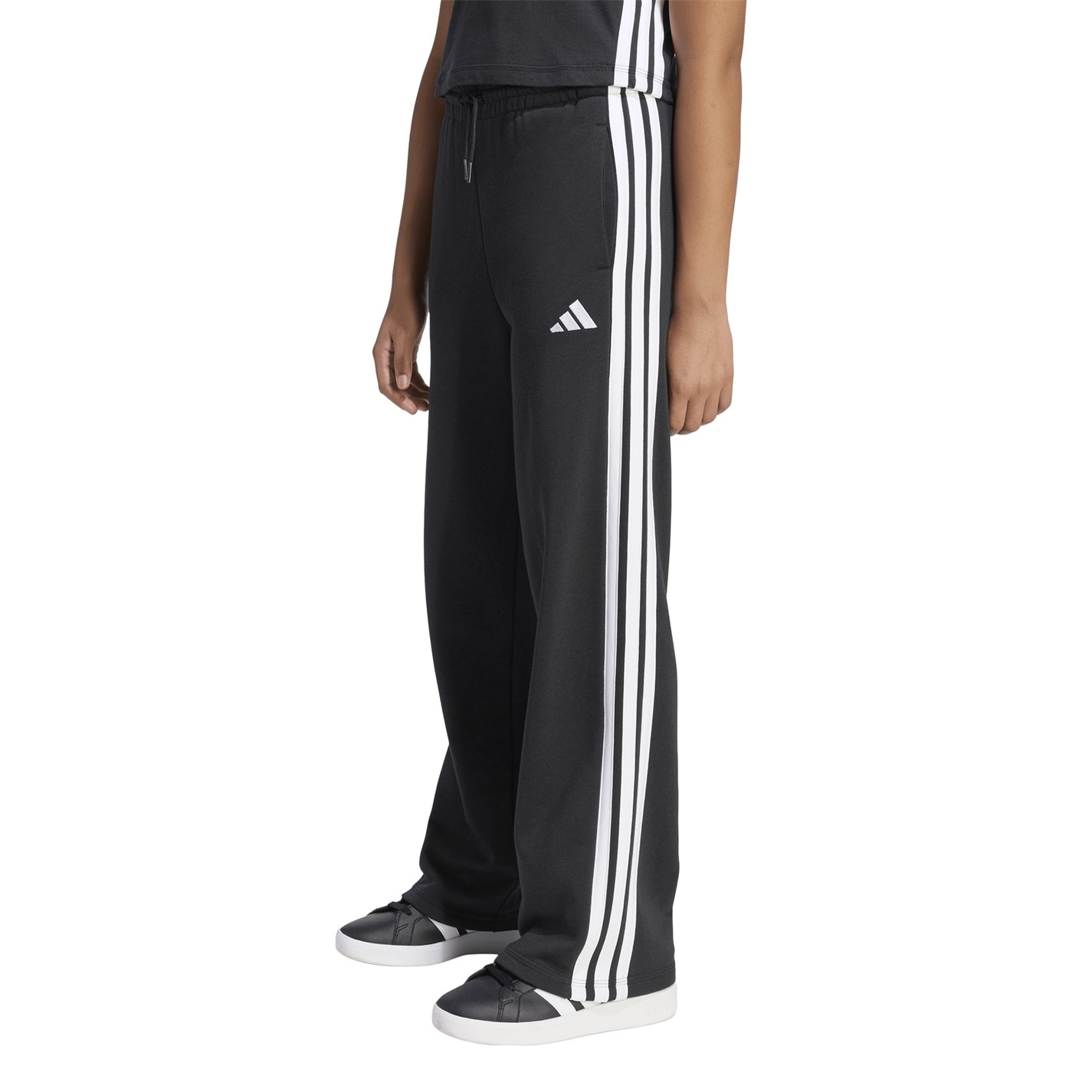adidas Black 8141463 Kids' Wide Leg Open Hem Fleece Joggers - 2