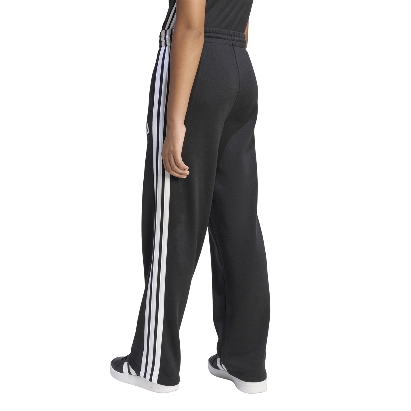 adidas Black 8141463 Kids' Wide Leg Open Hem Fleece Joggers - 3