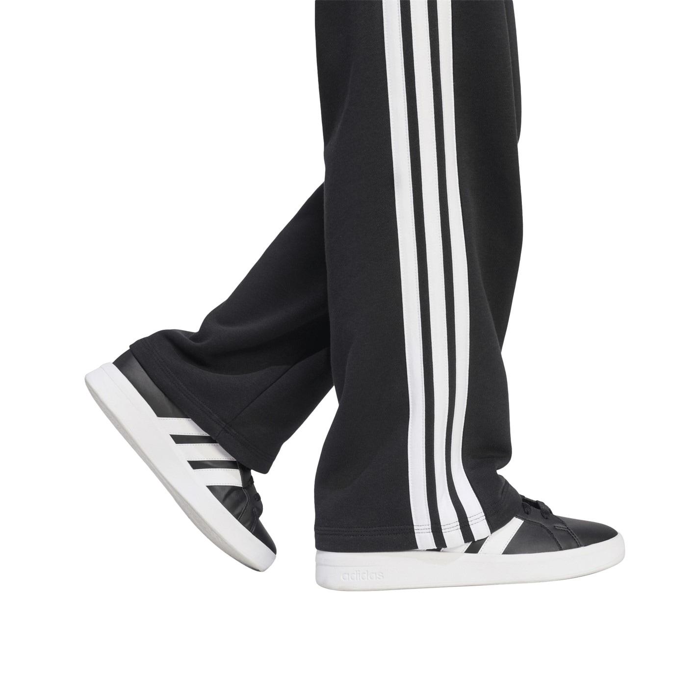 adidas Black 8141463 Kids' Wide Leg Open Hem Fleece Joggers - 4