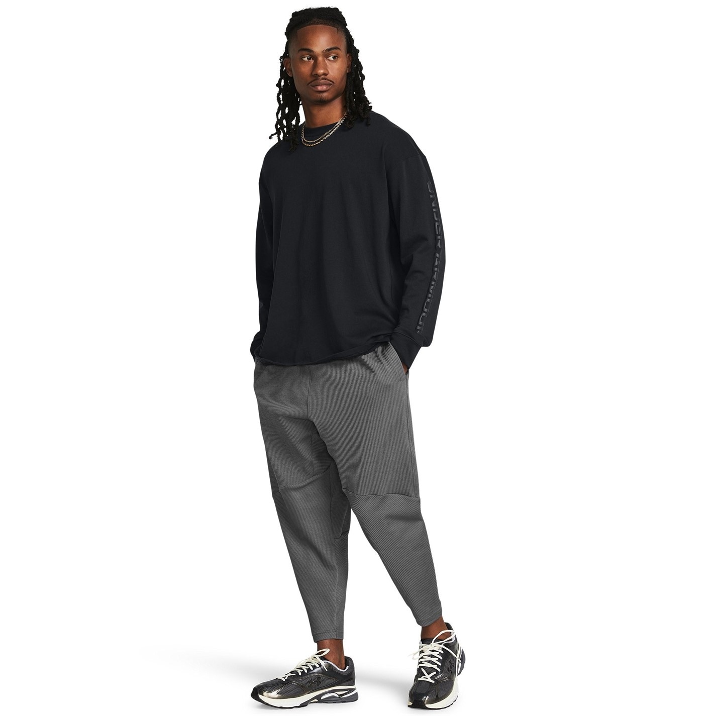Tepláky Under Armour Grey 2193975 Men's Ribbed Open Hem Fleece Joggers - 6