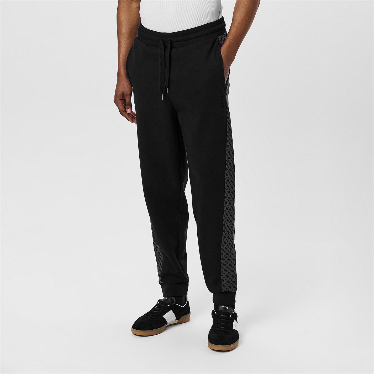Tepláky Boss Black 001 8797328 Men's BW LukeMono Closed Hem Fleece Jogger Bottoms - 3