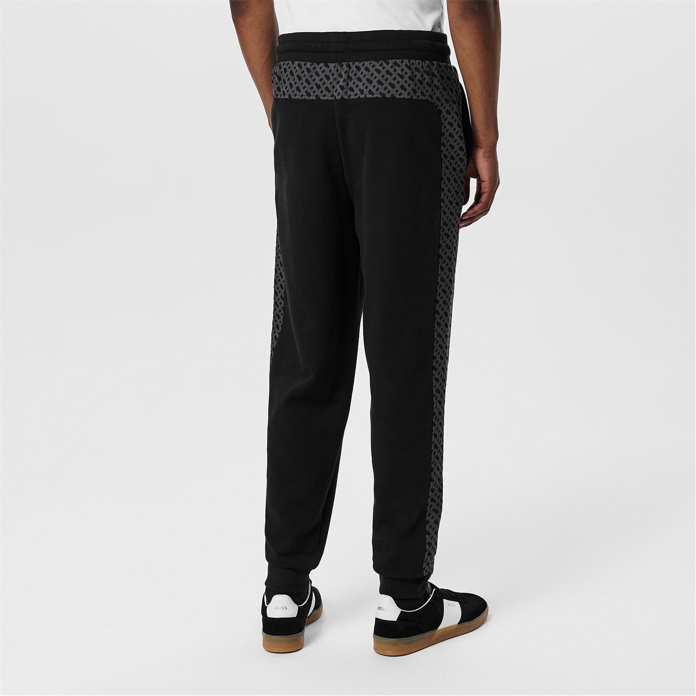 Tepláky Boss Black 001 8797328 Men's BW LukeMono Closed Hem Fleece Jogger Bottoms - 4