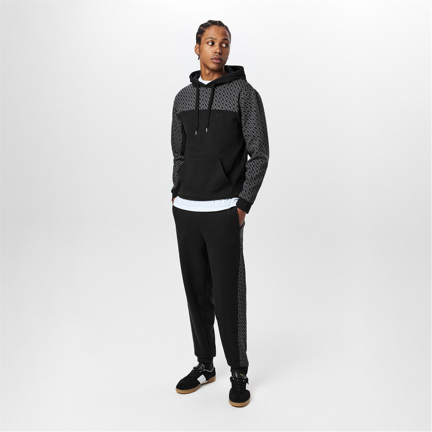 Tepláky Boss Black 001 8797328 Men's BW LukeMono Closed Hem Fleece Jogger Bottoms - 6
