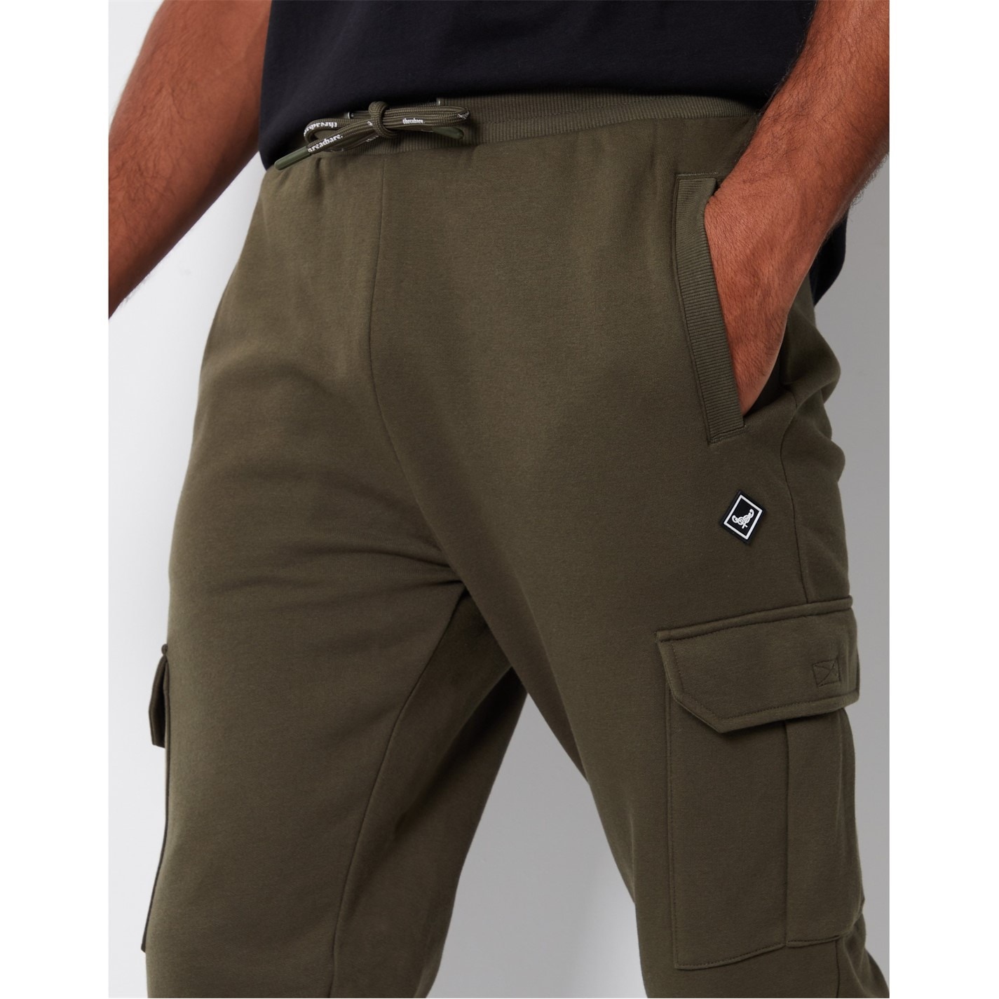 Tepláky Threadbare Khaki 353321 Men's Closed Hem Fleece Joggers - 4