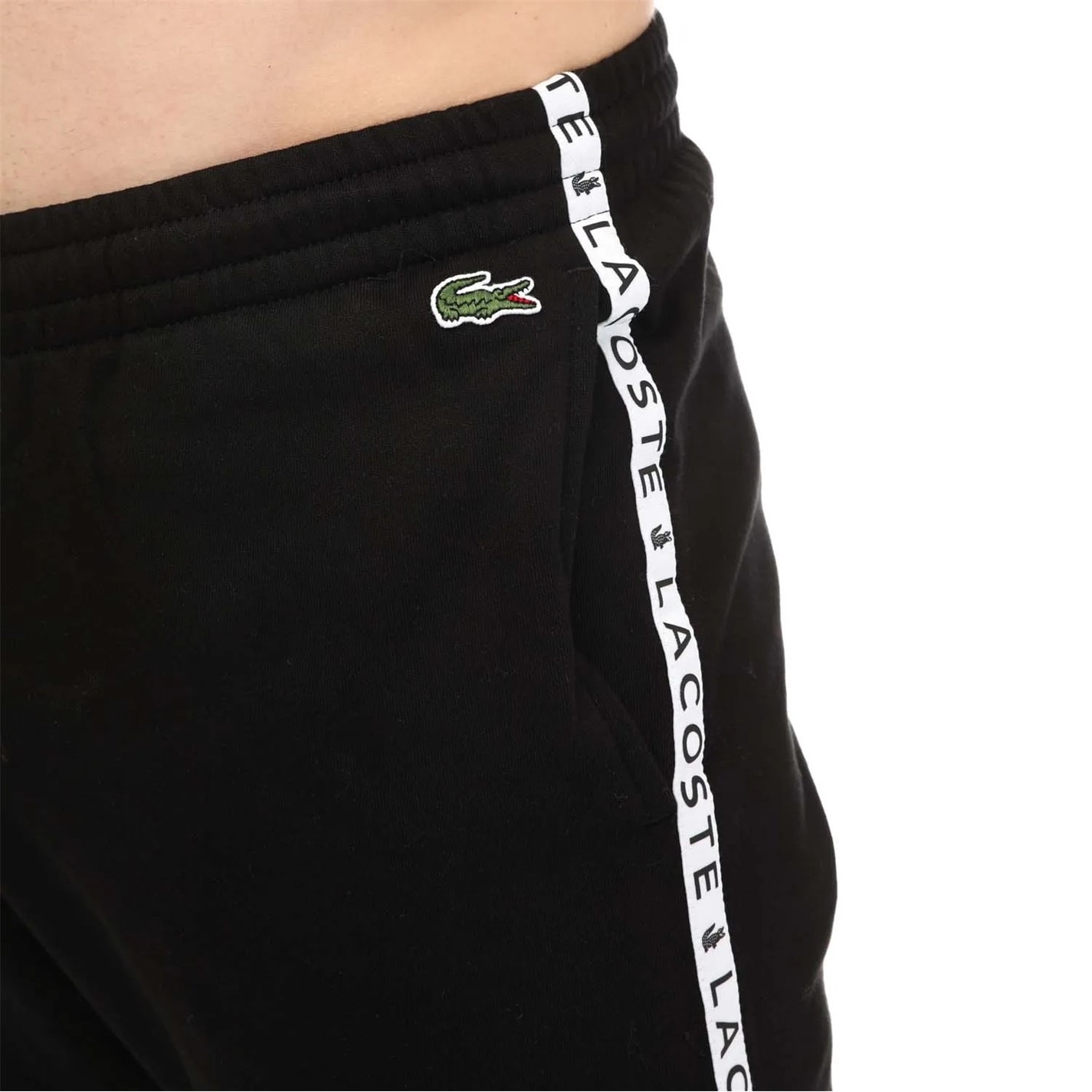 Tepláky Lacoste Black 1017231 Men's Tape Logo Fleece Closed Hem Joggers - 2