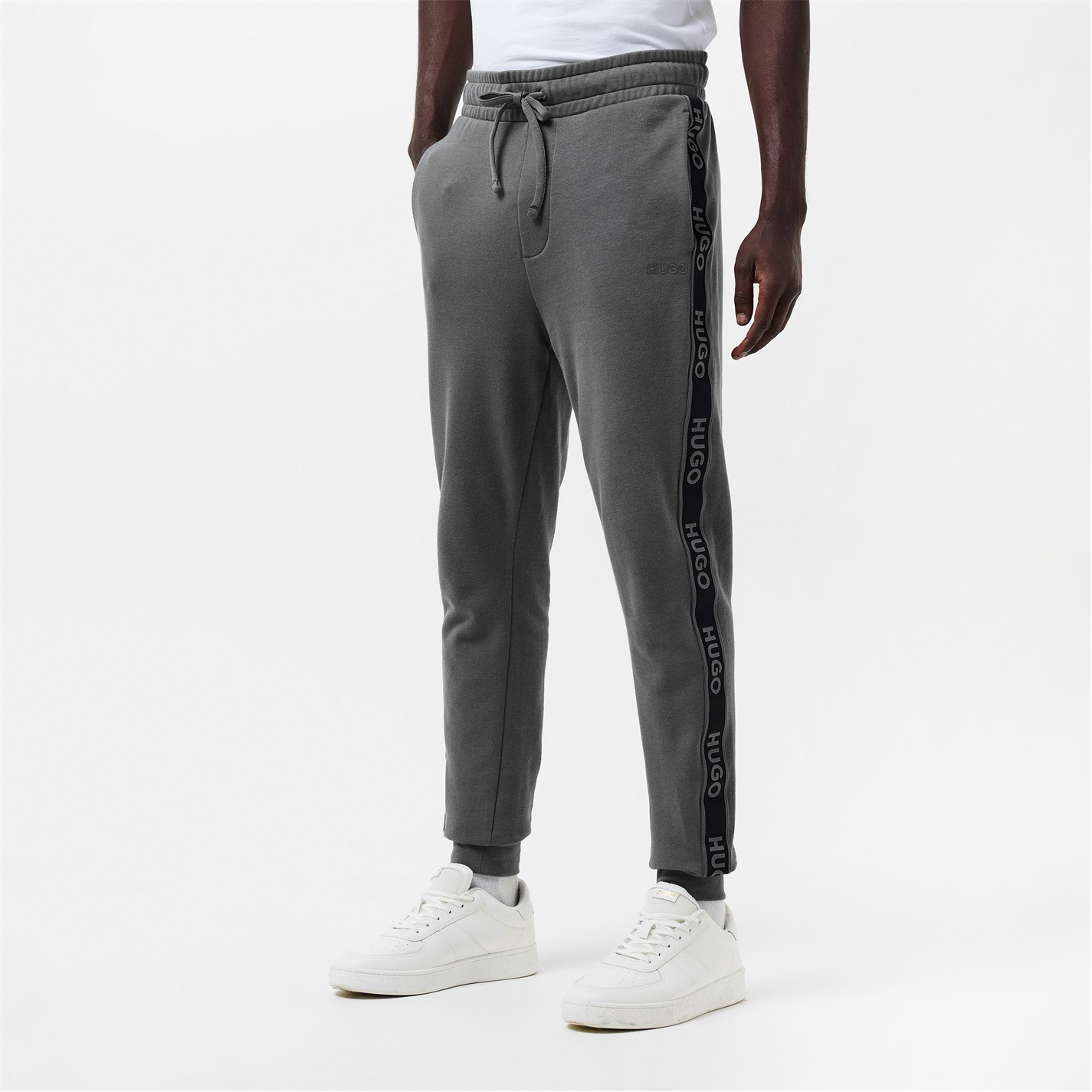 Tepláky Hugo Grey 164007 Mens HUGO Bodywear Liam Closed Hem Soft Fleece Joggers with Elasticated Cuffs - 3