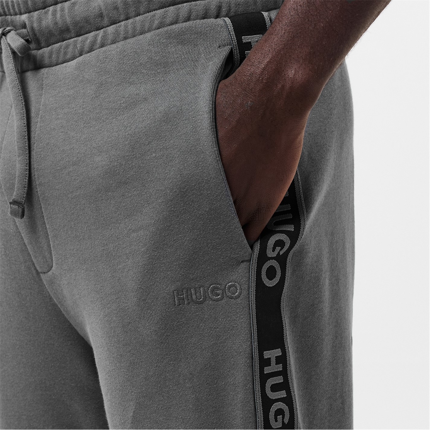 Tepláky Hugo Grey 164007 Mens HUGO Bodywear Liam Closed Hem Soft Fleece Joggers with Elasticated Cuffs - 5