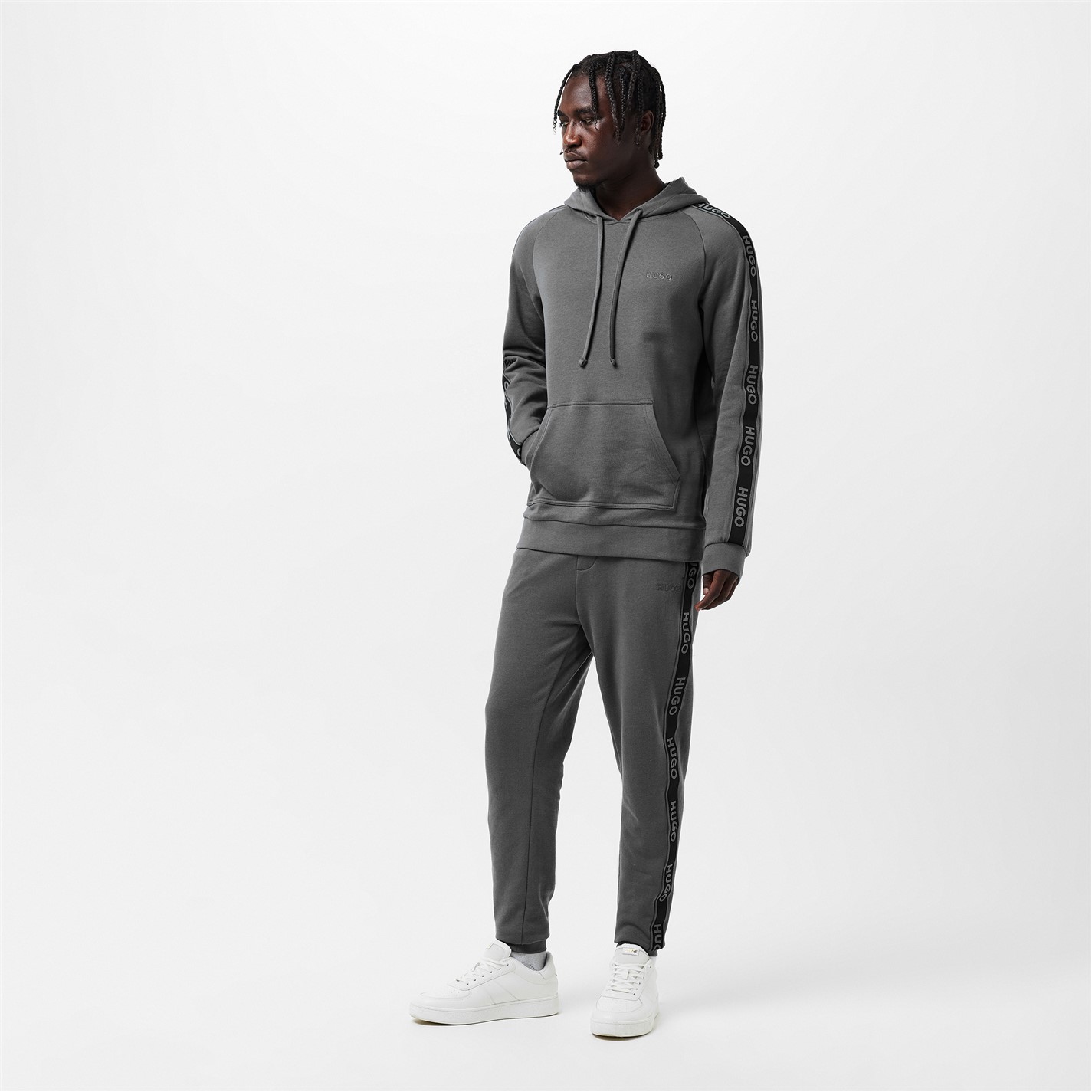 Tepláky Hugo Grey 164007 Mens HUGO Bodywear Liam Closed Hem Soft Fleece Joggers with Elasticated Cuffs - 6