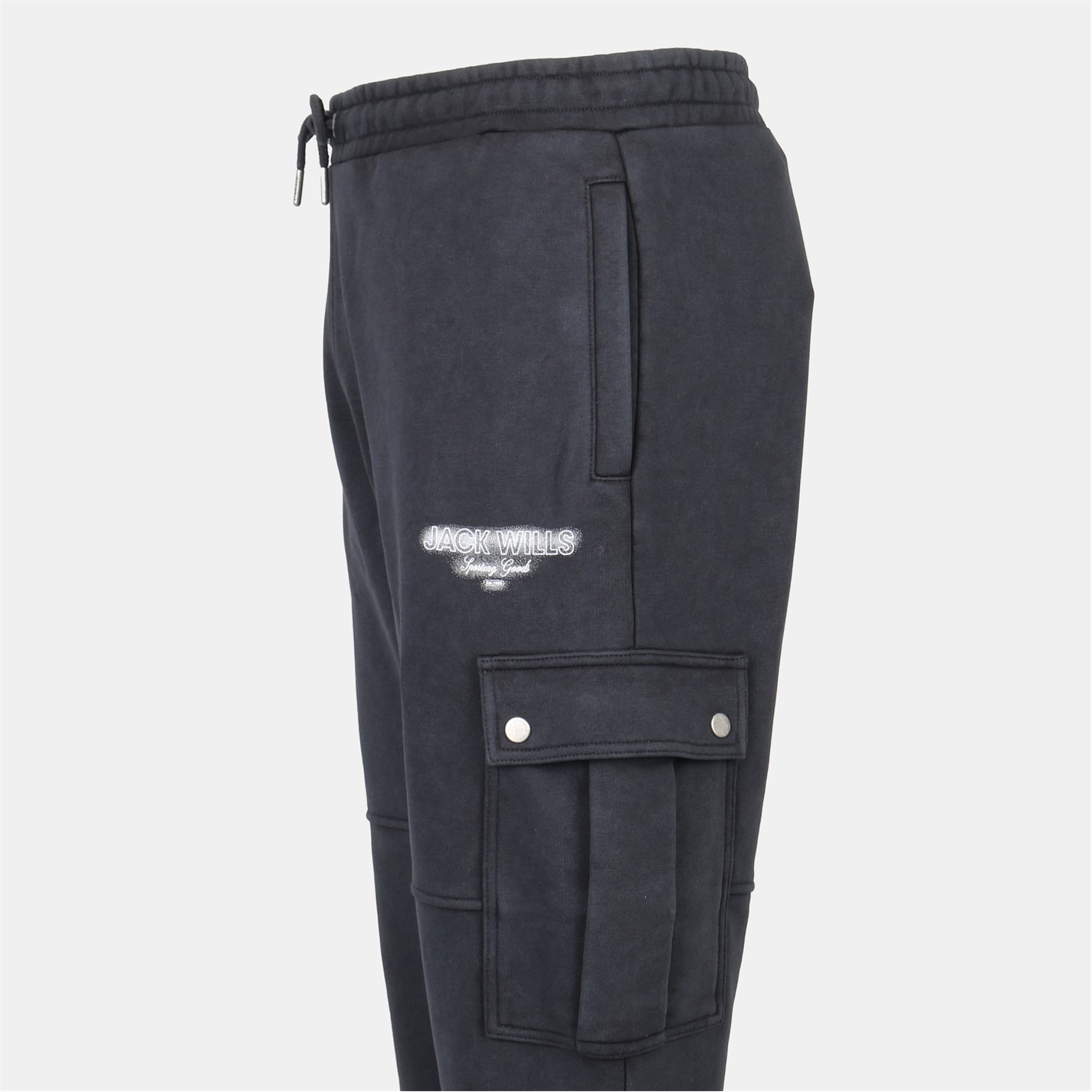 Tepláky Jack Wills Black 2218601 Men's Script Cargo Cotton Ribbed Cuffs Joggers - 3