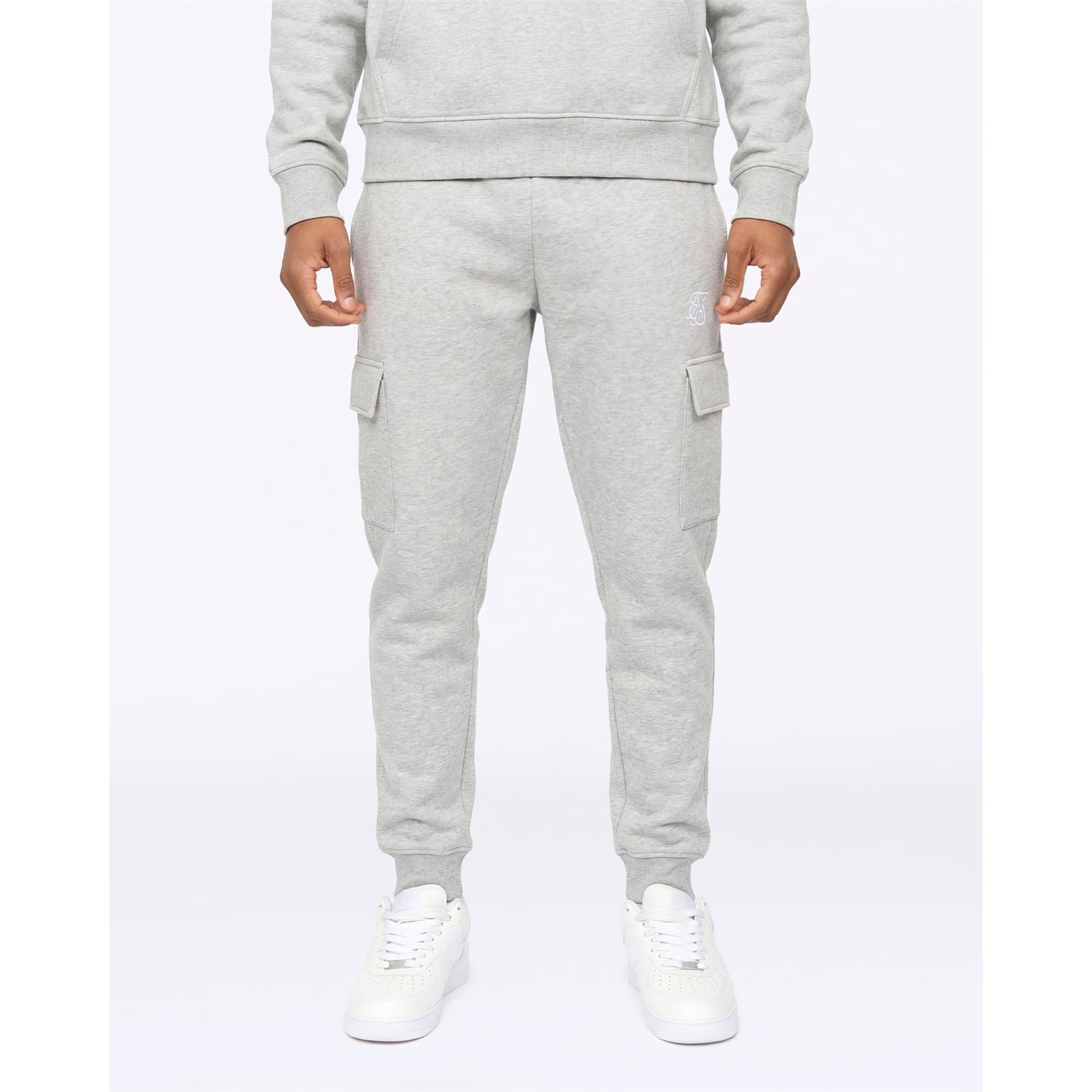 Tepláky SikSilk Grey Marl 309108 Men's Closed Hem Fleece Joggers - 1