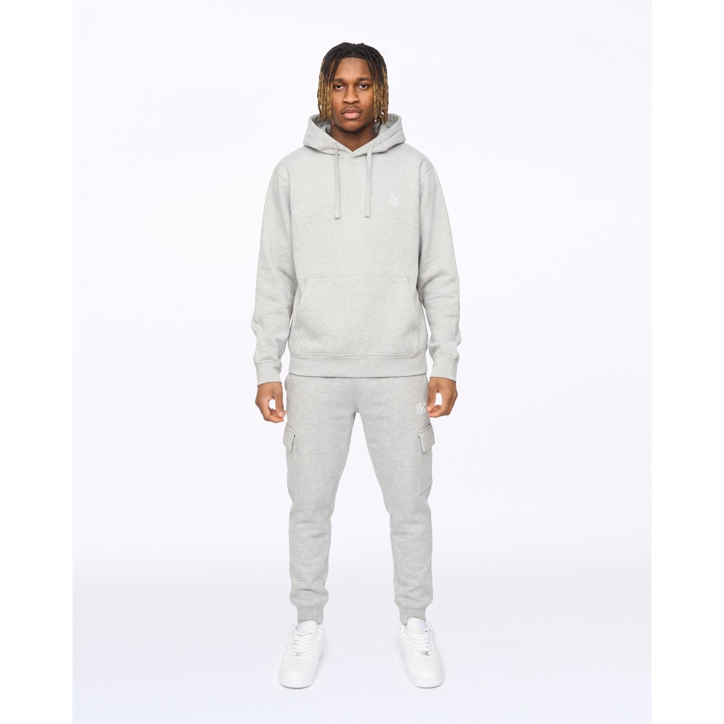 Tepláky SikSilk Grey Marl 309108 Men's Closed Hem Fleece Joggers - 5
