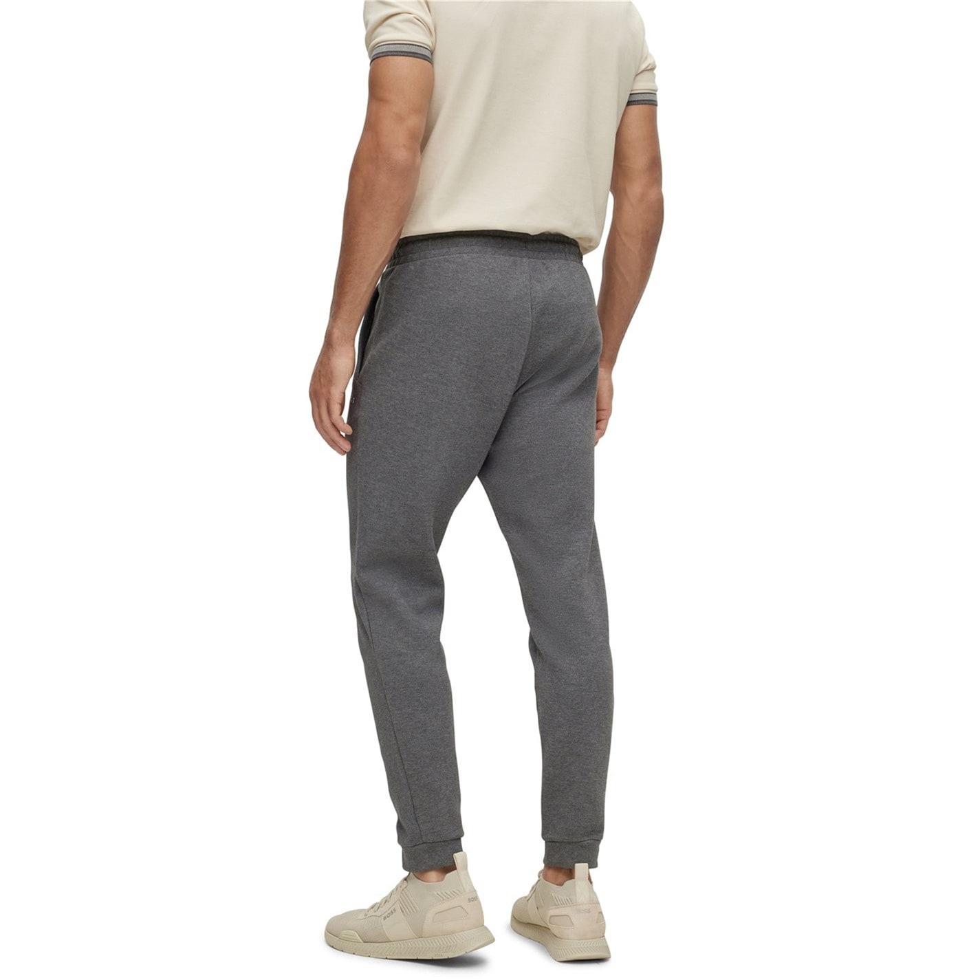 Tepláky Boss Grey 031 9365217 Men's HadikoCurve Jog Rubberised Logo Jogging Bottoms - 3