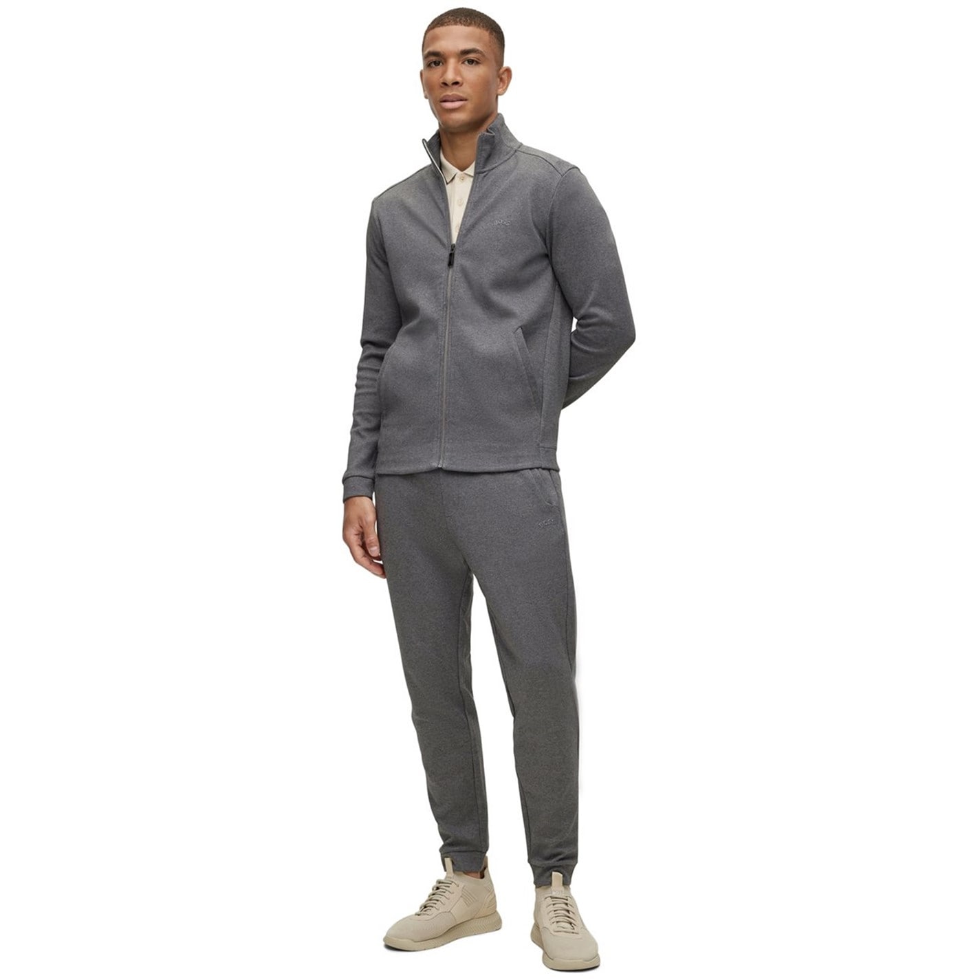 Tepláky Boss Grey 031 9365217 Men's HadikoCurve Jog Rubberised Logo Jogging Bottoms - 5