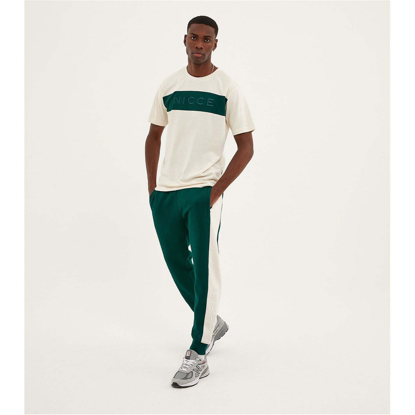 Tepláky Nicce Green 9999403 Mercury Stripe Jogging Bottoms Mens - 2