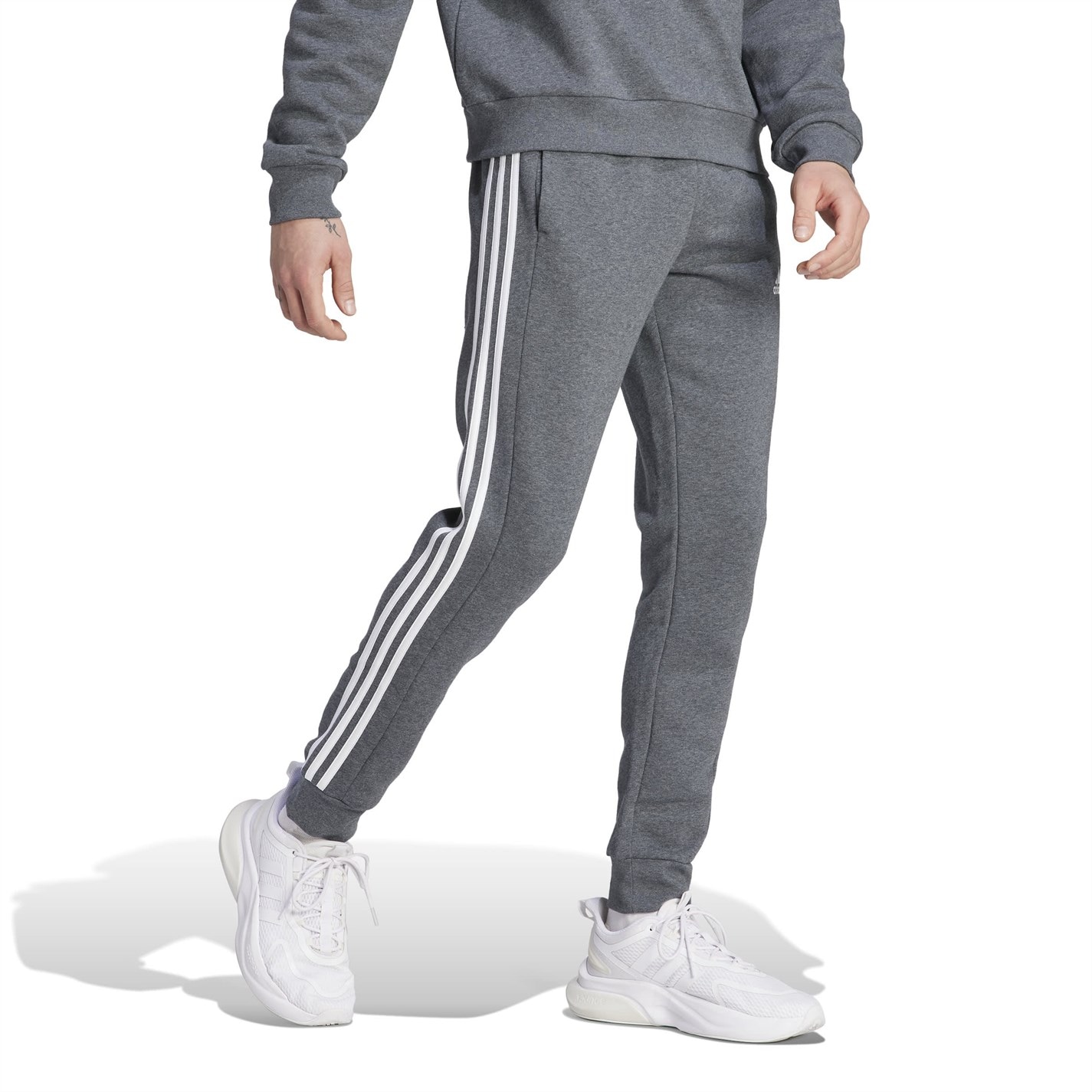 Tepláky adidas DkGrey 7395285 Essentials Fleece Tapered Cuff 3-Stripes Joggers - 4