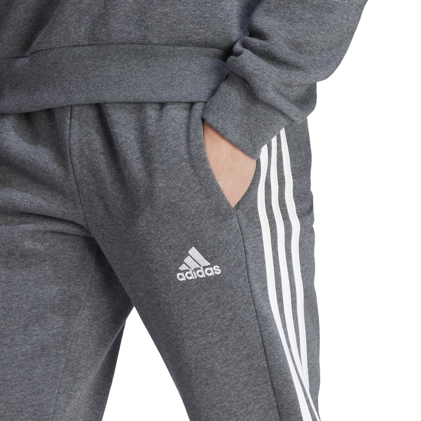Tepláky adidas DkGrey 7395285 Essentials Fleece Tapered Cuff 3-Stripes Joggers - 5