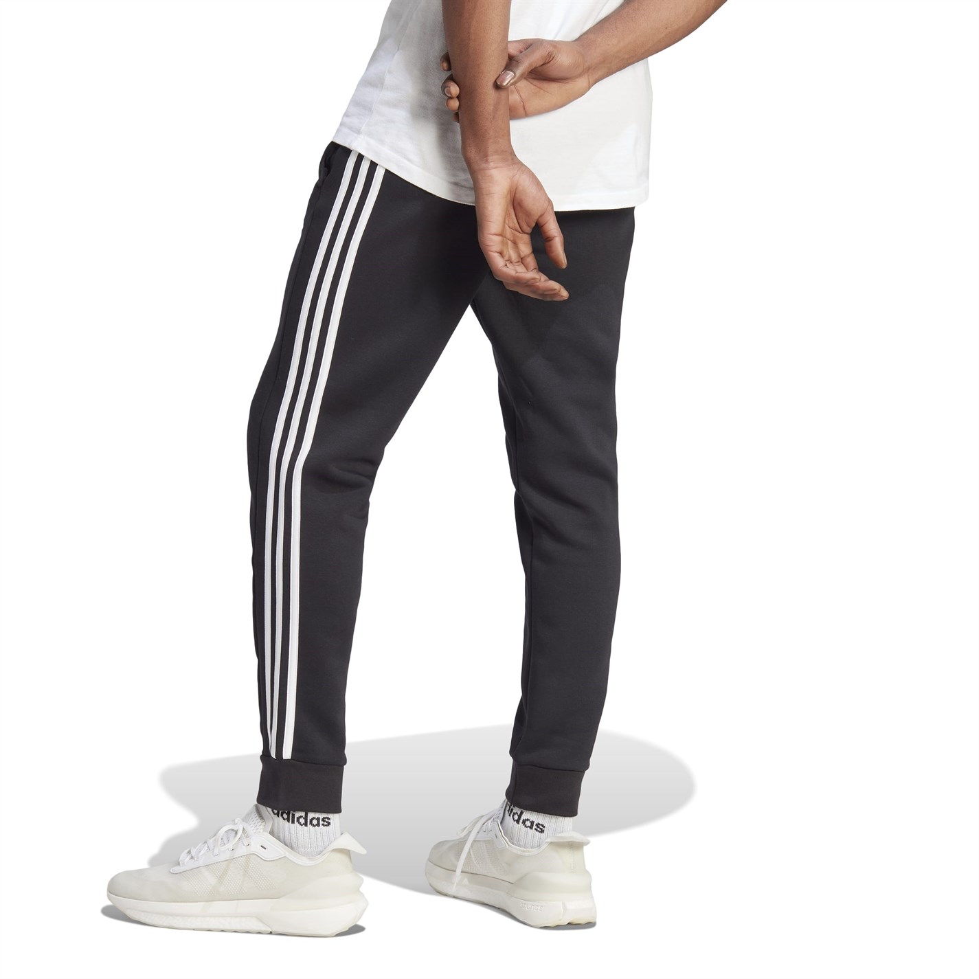 Tepláky adidas Black 5663339 Essentials Fleece Tapered Cuff 3-Stripes Joggers - 3