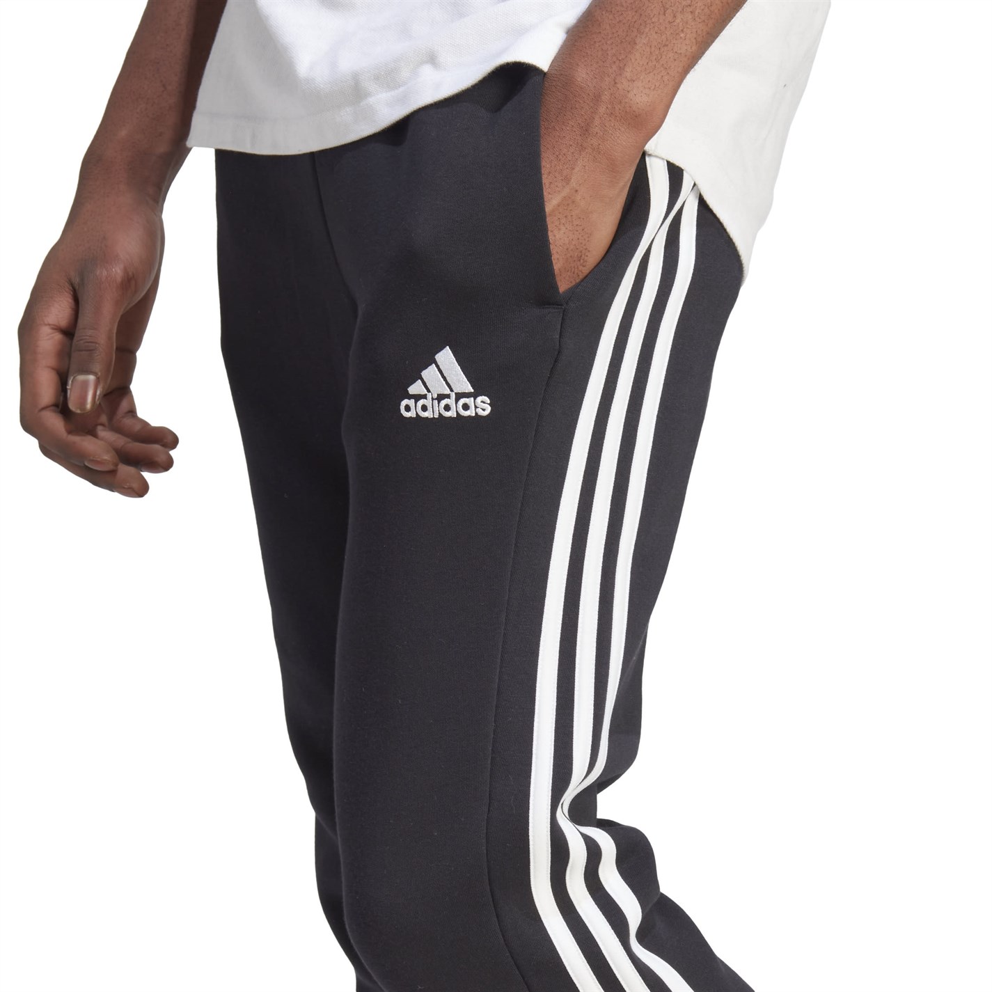 Tepláky adidas Black 5663339 Essentials Fleece Tapered Cuff 3-Stripes Joggers - 5