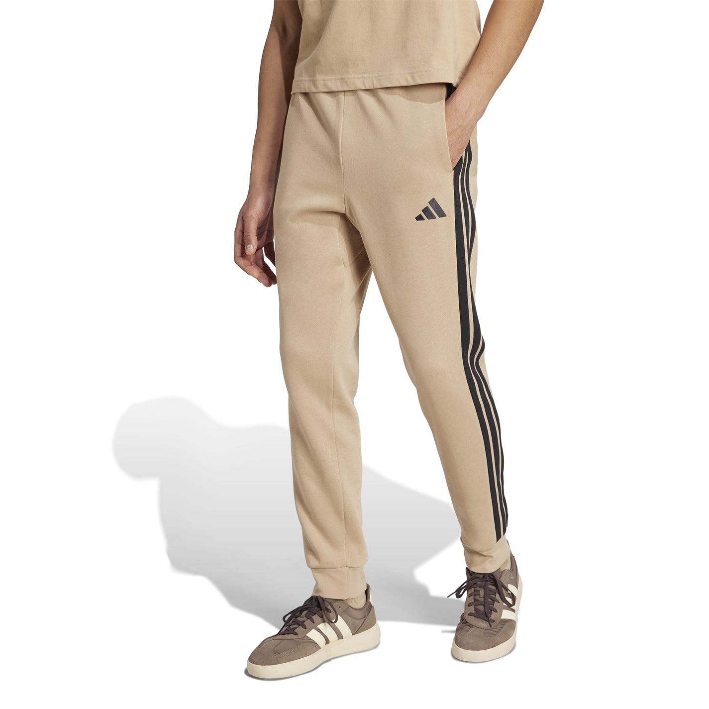 Tepláky adidas Sandstone 2254586 Essentials Fleece Tapered Cuff 3-Stripes Joggers - 2