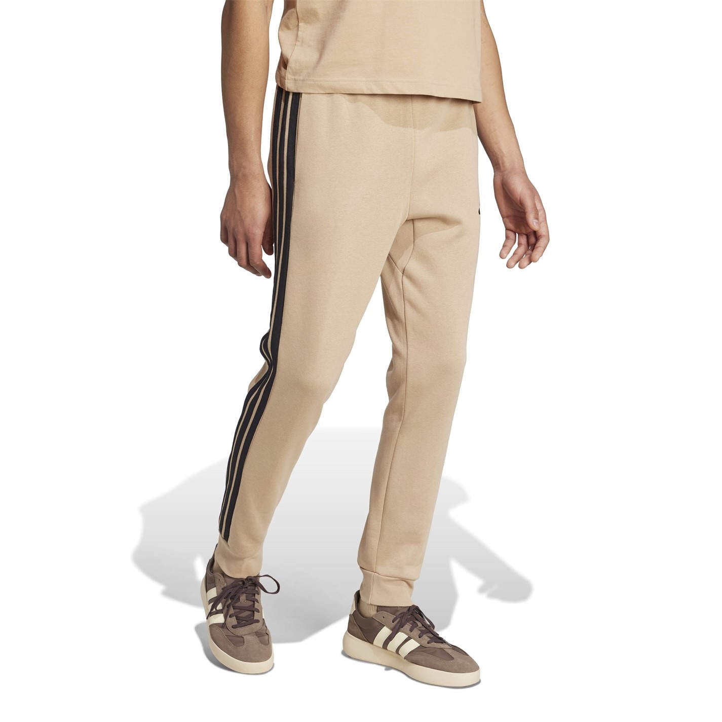 Tepláky adidas Sandstone 2254586 Essentials Fleece Tapered Cuff 3-Stripes Joggers - 4