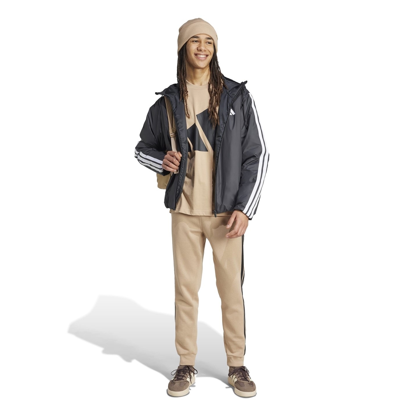 Tepláky adidas Sandstone 2254586 Essentials Fleece Tapered Cuff 3-Stripes Joggers - 7