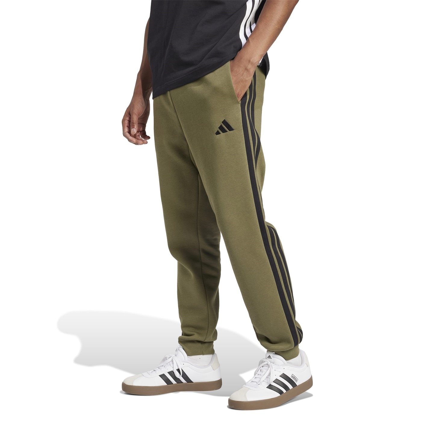 Tepláky adidas Olive Strata 9470138 Essentials Fleece Tapered Cuff 3-Stripes Joggers - 2