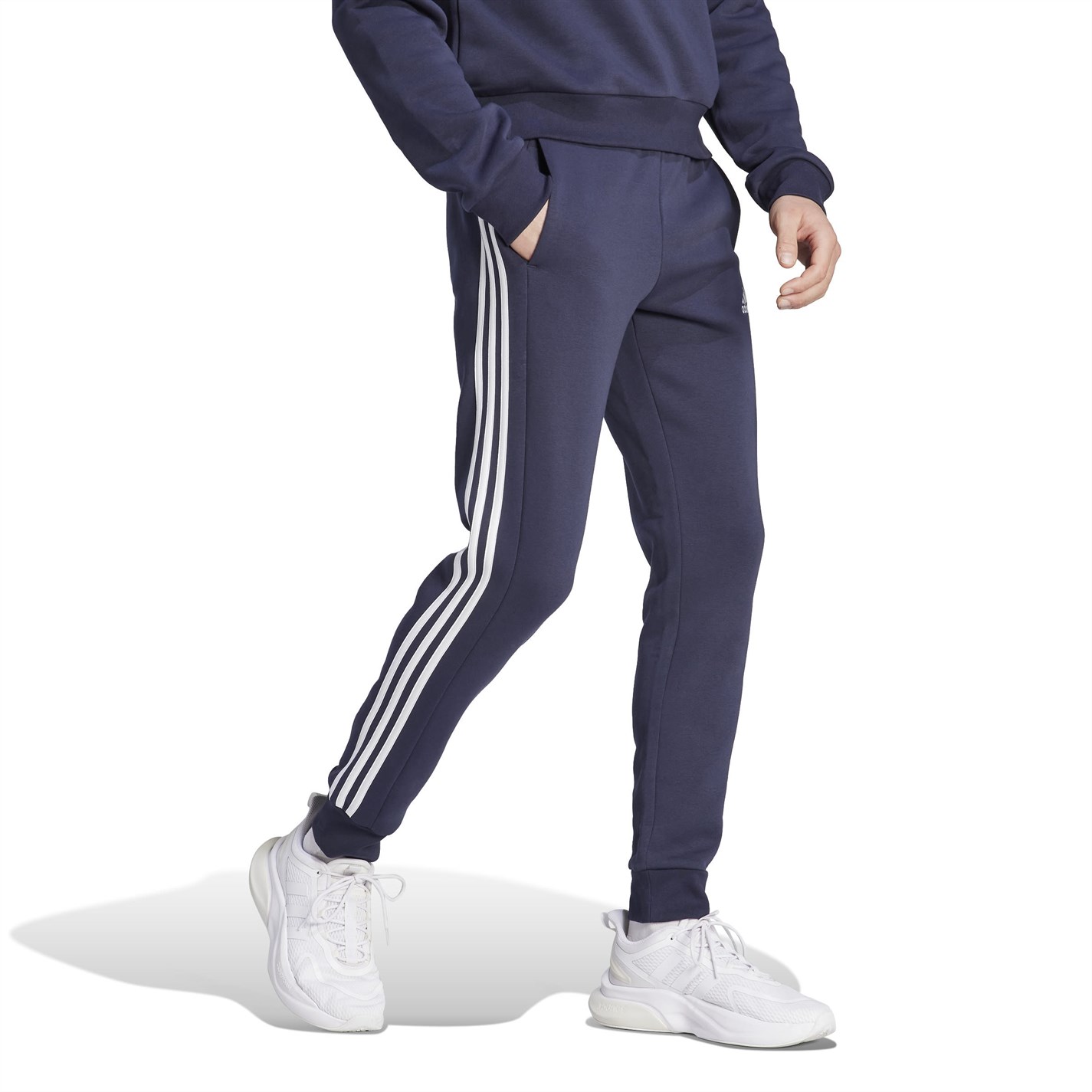 Tepláky adidas Navy 7066240 Essentials Fleece Tapered Cuff 3-Stripes Joggers - 4