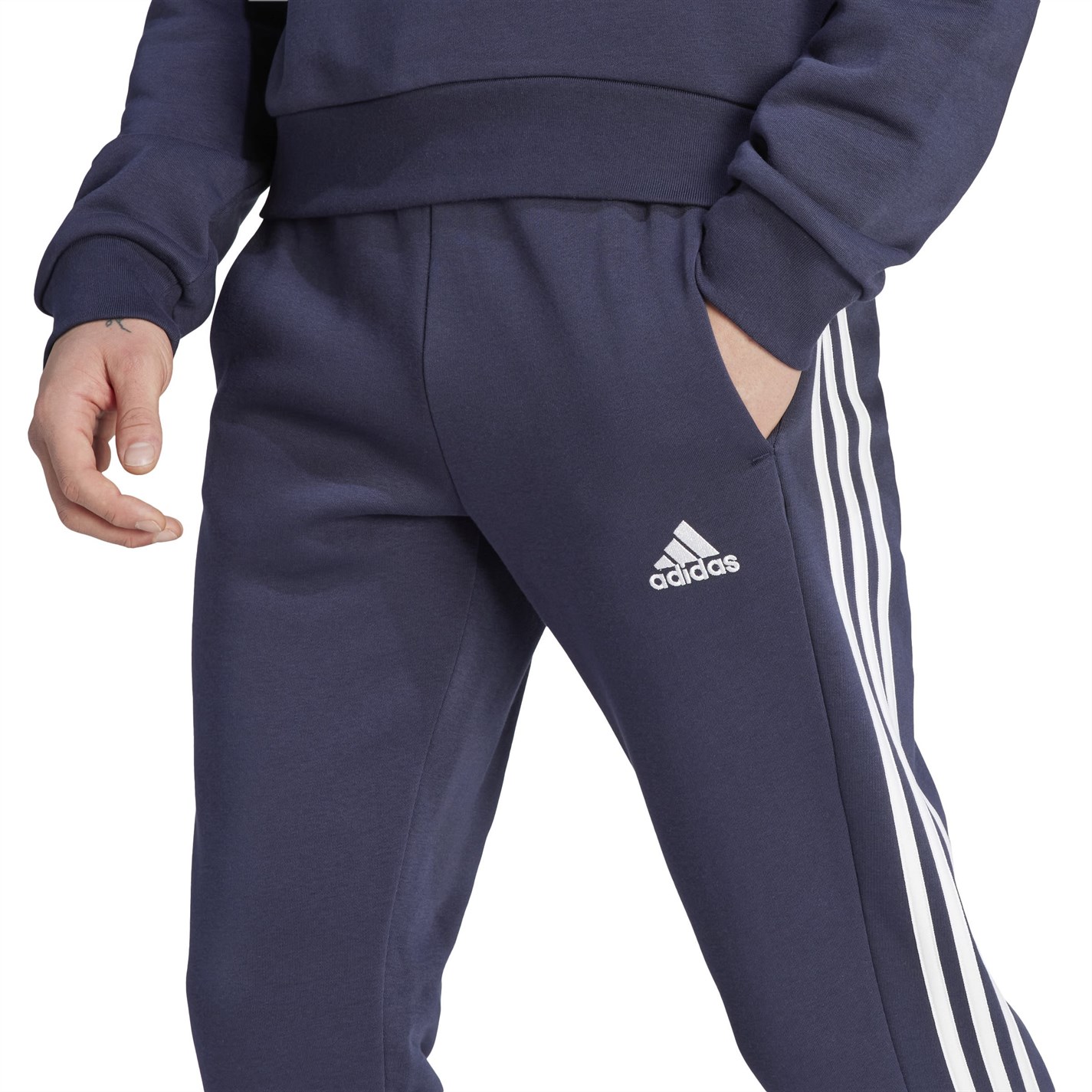 Tepláky adidas Navy 7066240 Essentials Fleece Tapered Cuff 3-Stripes Joggers - 5
