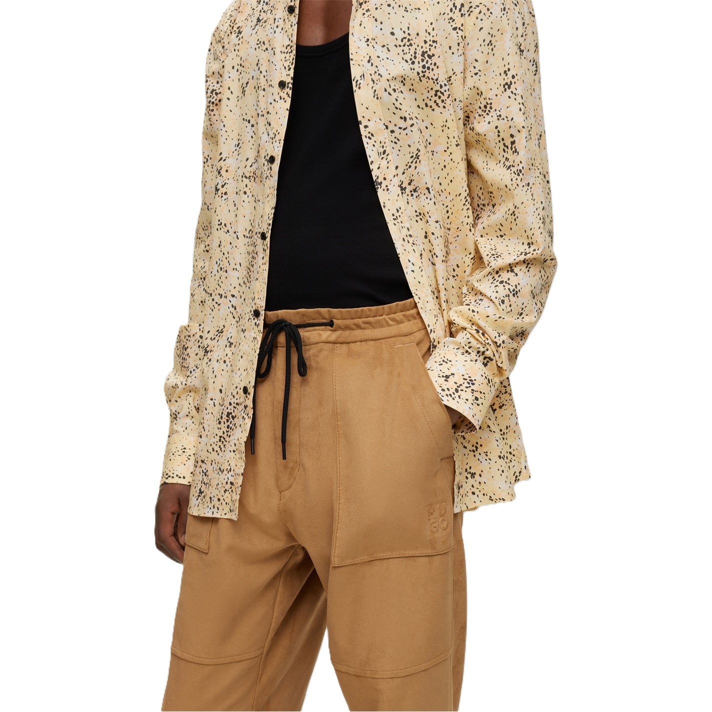 Tepláky Hugo Beige 7848367 Men's Closed Hem Jersey Tapered Joggers - 3