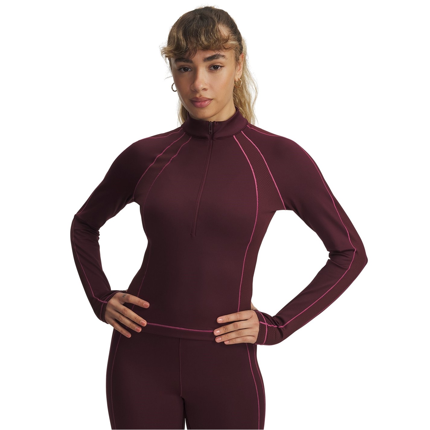 Bunda Under Armour Dark Maroon 5480941 Women's CG Textured Performance Tracksuit Top - 1