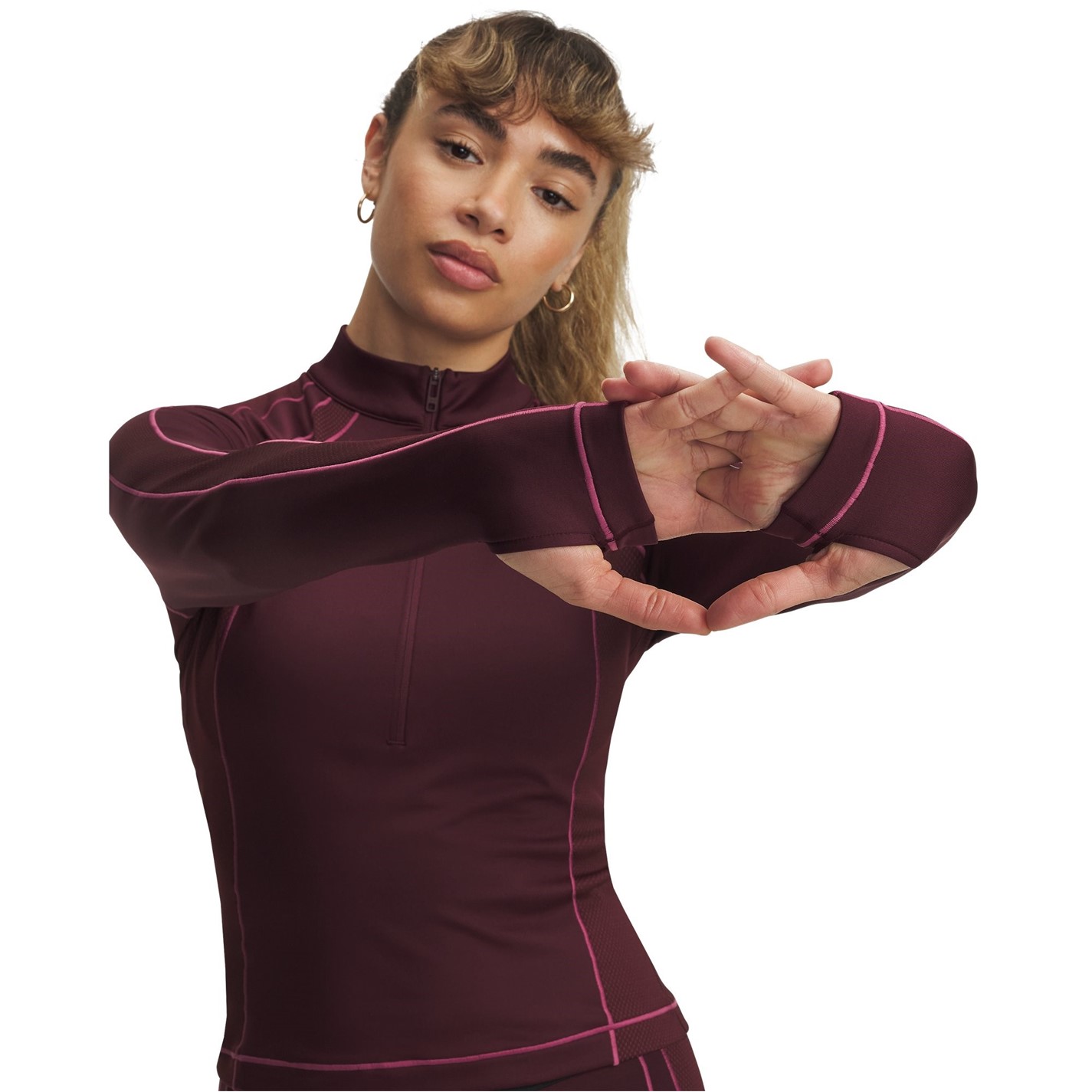 Bunda Under Armour Dark Maroon 5480941 Women's CG Textured Performance Tracksuit Top - 3