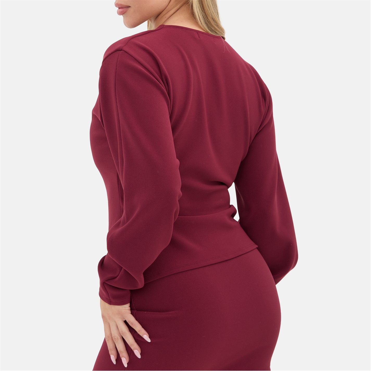I Saw It First Burgundy 2177786 Statement Button Ribbed Cardigan - 3