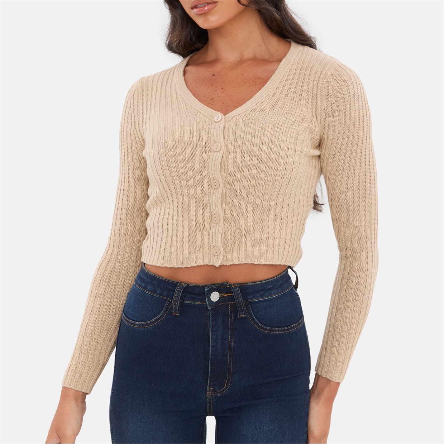 I Saw It First Oatmeal 7359965 Fine Gauge Knit Cardigan - 1