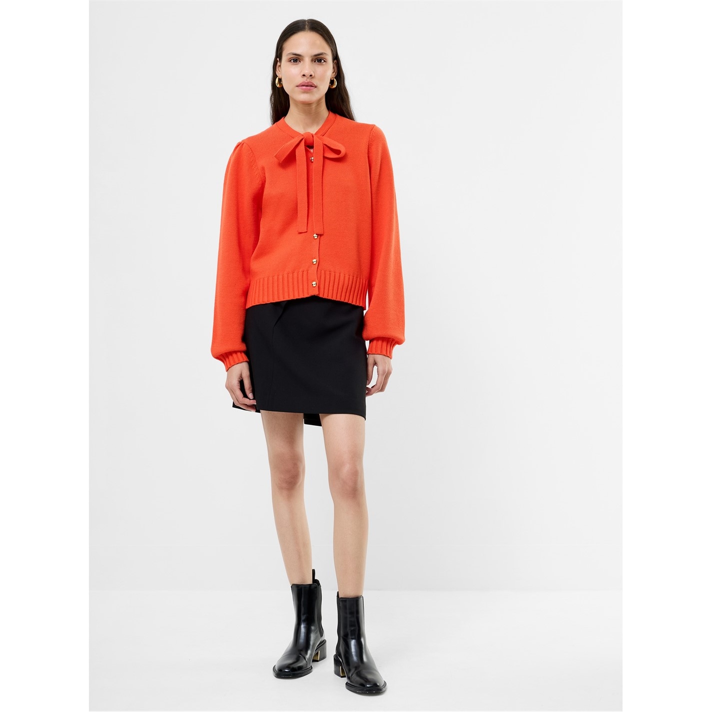 French Connection Orange 7785851 Women's Varli Front Button Lightweight Cardigan - 1