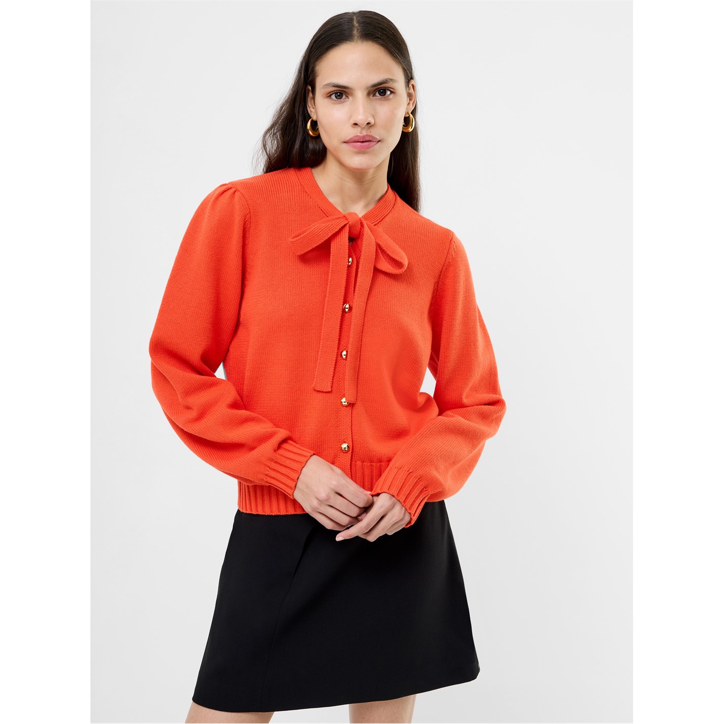 French Connection Orange 7785851 Women's Varli Front Button Lightweight Cardigan - 2