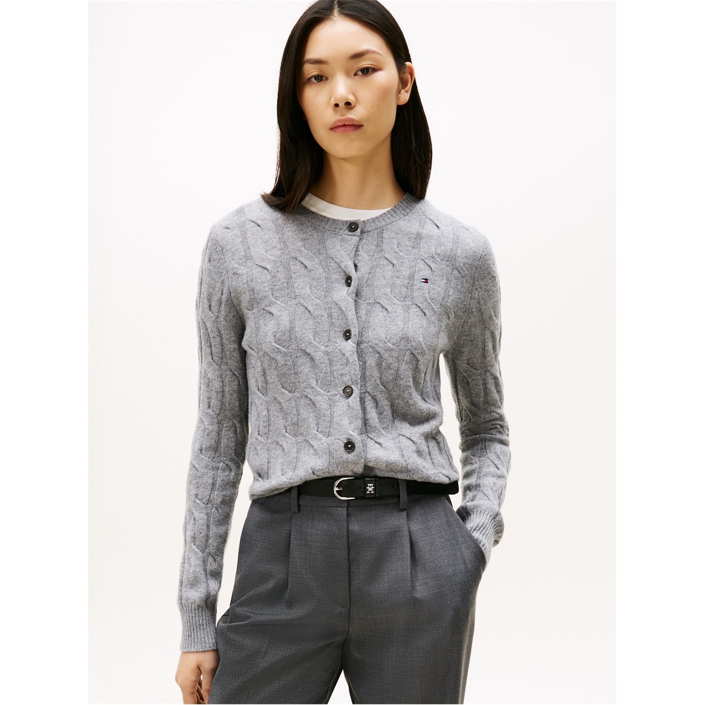 Tommy Hilfiger Mid Grey Heath 1202858 Women's Cable Cardigan - 2