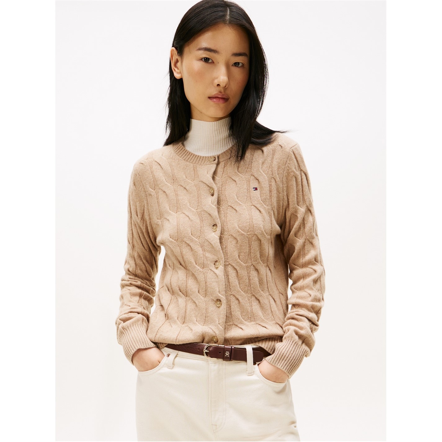 Tommy Hilfiger Safari Heather 4345441 Women's Cable Cardigan - 2