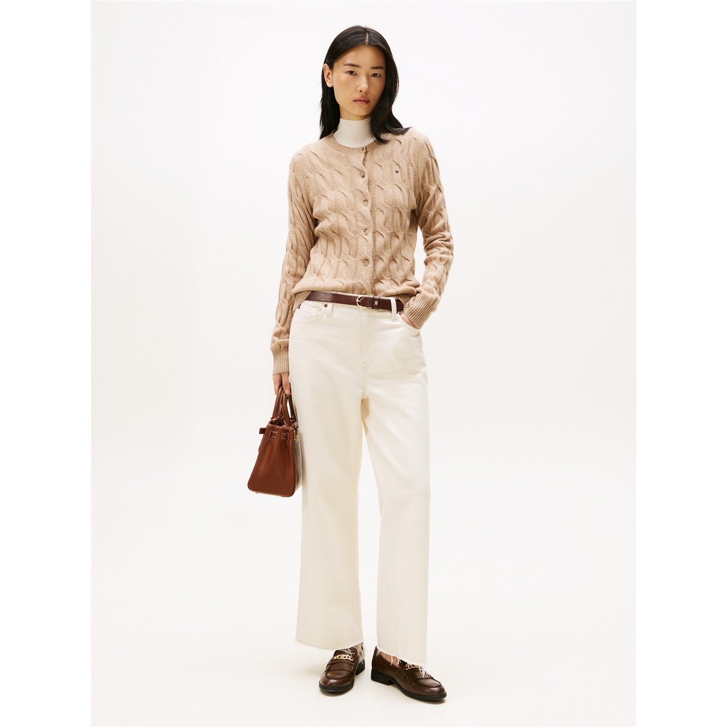 Tommy Hilfiger Safari Heather 4345441 Women's Cable Cardigan - 3